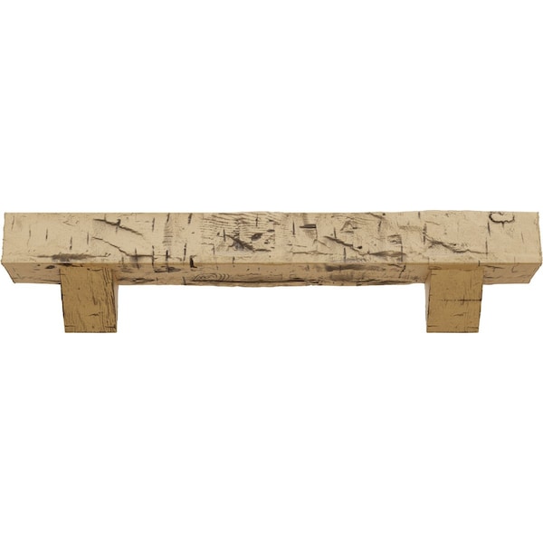 Kit W/ Breckinridge Corbels, NaturaL Pine, 6H X 8D X 60W Hand Hewn Faux Wood Fireplace ManteL